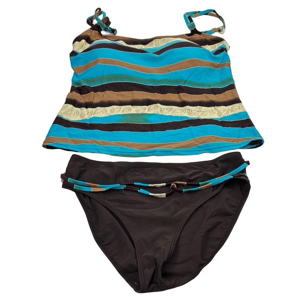 Nygard Collection Blue Striped 2 piece Tankini Bikini Bottom Bathing suit